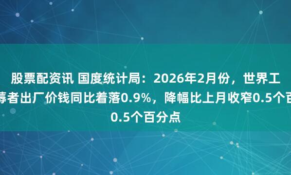 股票配资讯 国度统计局：2026年2月份，世界工业坐蓐者出厂价钱同比着落0.9%，降幅比上月收窄0.5个百分点